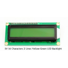 5V. 16 Character 2 Lines Yellow-Green LED Blacklight