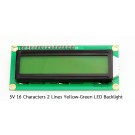 5V. 16 Character 2 Lines Yellow-Green LED Blacklight